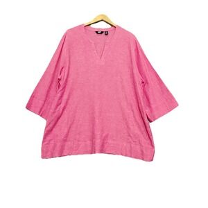 Lands End Womens Top Size 2X Linen Blend Tunic Pink  Beachy Coastal Pockets